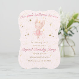 Invitación de cumpleaños de Ballerina en rosa y or