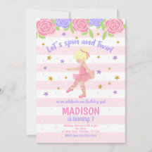 Invitación de cumpleaños de Ballerina / Invitación