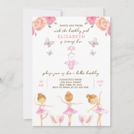Invitación de cumpleaños de Ballerina Rosa