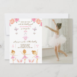 Invitación de cumpleaños de Ballerina Rosa con fot