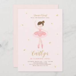 Invitación de cumpleaños de Ballerina Rosa y Oro