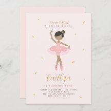 Invitación de cumpleaños de Ballerina Rosa y Oro