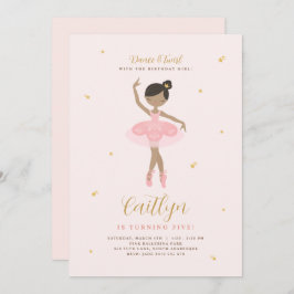 Invitación de cumpleaños de Ballerina Rosa y Oro
