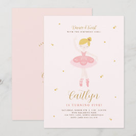 Invitación de cumpleaños de Ballerina Rosa y Oro