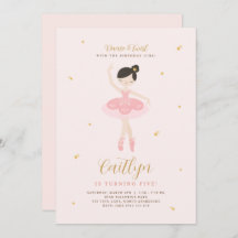 Invitación de cumpleaños de Ballerina Rosa y Oro