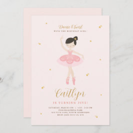 Invitación de cumpleaños de Ballerina Rosa y Oro