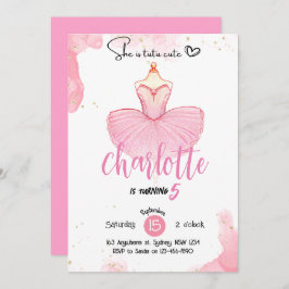 invitación de cumpleaños de Ballet adorable tutú