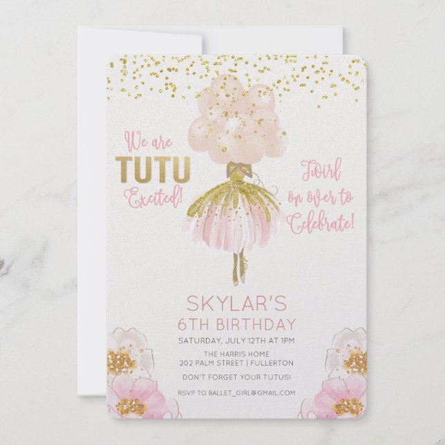 Invitación de cumpleaños de ballet afroamericano (Anverso)