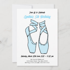 Invitación de cumpleaños de ballet azul minimalist