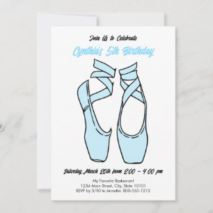 Invitación de cumpleaños de ballet azul minimalist