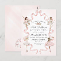 Invitación de cumpleaños de ballet para niña baila