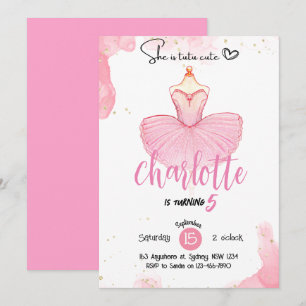 invitación de cumpleaños de Ballet tutú lindo