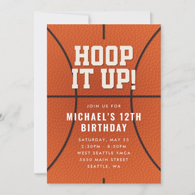 Invitación de cumpleaños de baloncesto (Anverso)