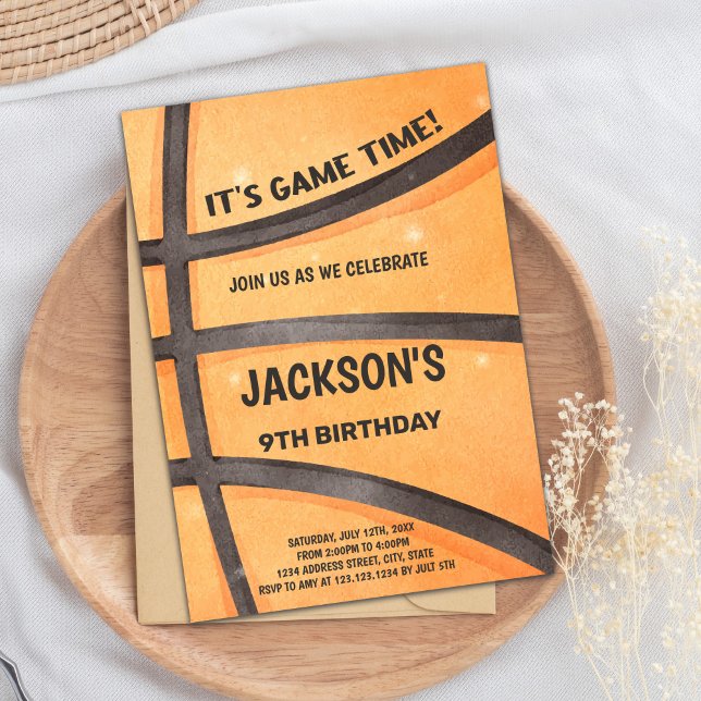 Invitación de cumpleaños de baloncesto completo (Full Basketball Birthday Invitations)