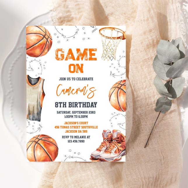 Invitación de cumpleaños de baloncesto Game On (Subido por el creador)