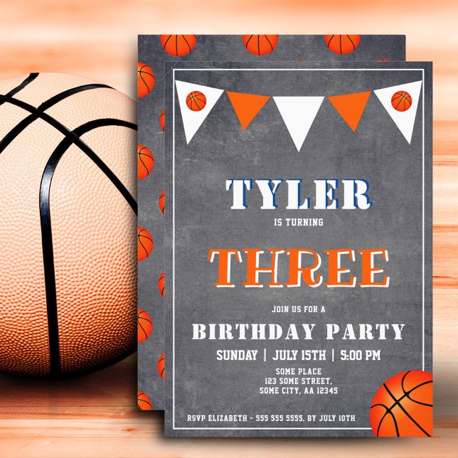 Invitación de cumpleaños de baloncesto niño 3er cu (Subido por el creador)