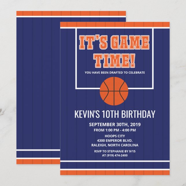 Invitación de cumpleaños de baloncesto para cualqu (Anverso / Reverso)