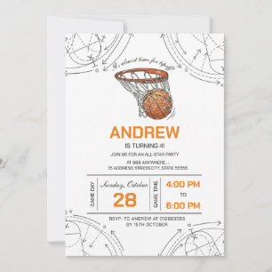 Invitación de cumpleaños de baloncesto personaliza