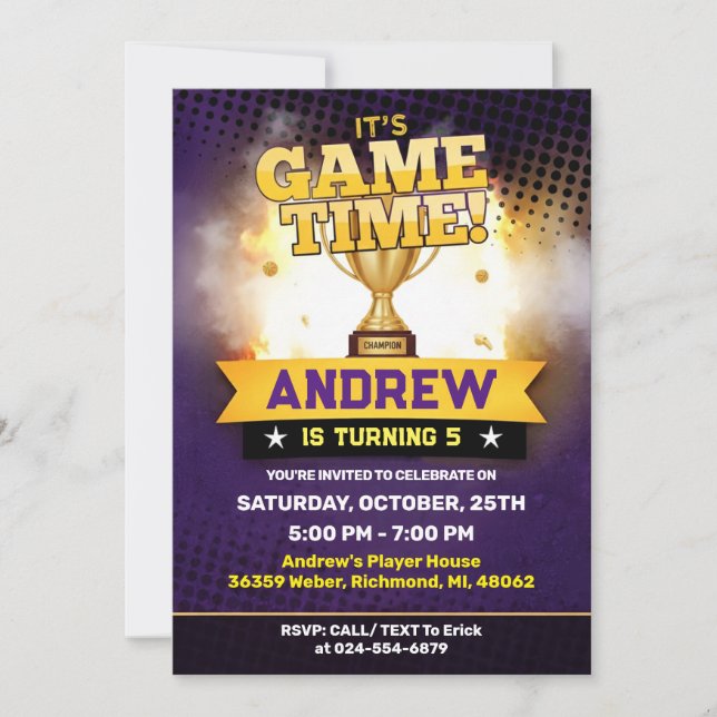 Invitación de cumpleaños de baloncesto personaliza (Anverso)