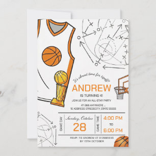 Invitación de cumpleaños de baloncesto personaliza