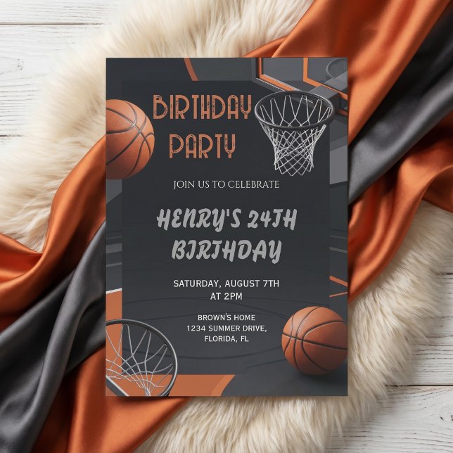 Invitación de Cumpleaños de Baloncesto Premium (Subido por el creador)