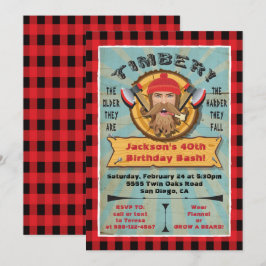 Invitación de cumpleaños de barba de leñador hipst