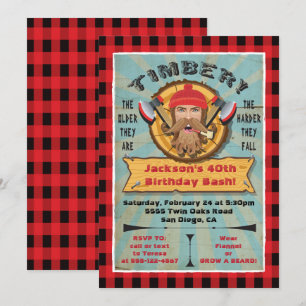 Invitación de cumpleaños de barba de leñador hipst