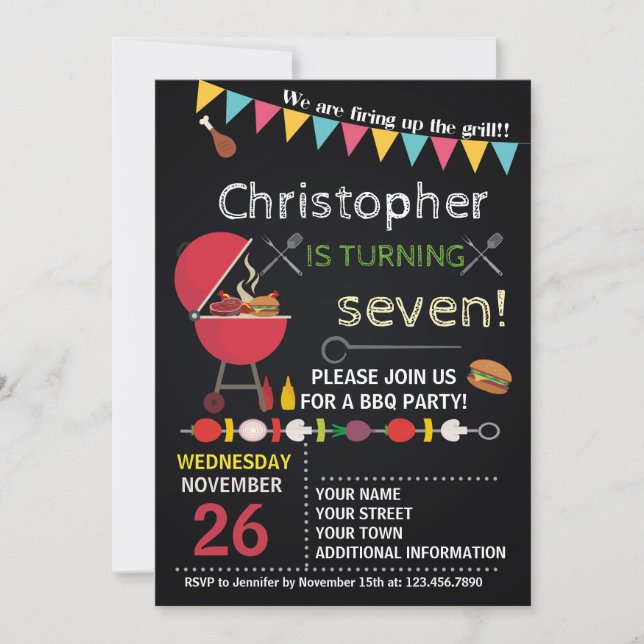 INVITACIÓN DE CUMPLEAÑOS DE BARBACOA A CUALQUIERA (Anverso)