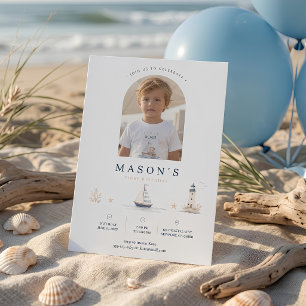  Invitación de cumpleaños de barco de vela costero