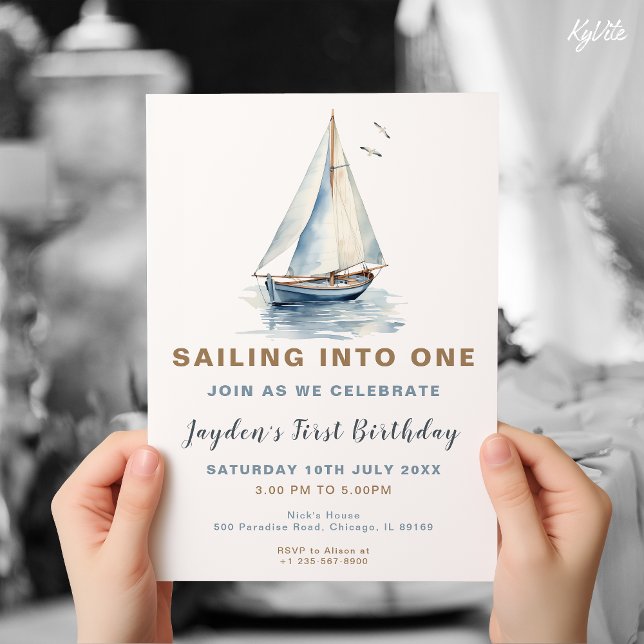 Invitación de cumpleaños de barco de vela editable (Subido por el creador)
