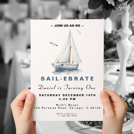 Invitación de cumpleaños de barco de vela para Ebr