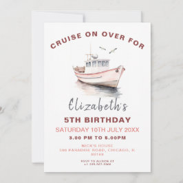 Invitación de cumpleaños de barco editable - Chica
