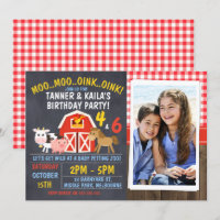 Invitación de cumpleaños de Barnyard Chalkboard