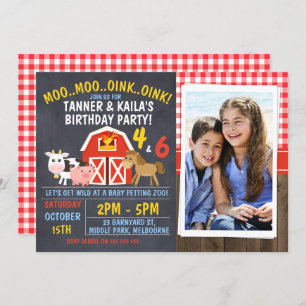 Invitación de cumpleaños de Barnyard Chalkboard