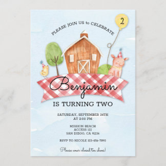 Invitación de cumpleaños de Barnyard para niños