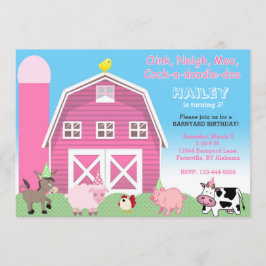 Invitación de cumpleaños de Barnyard rosa | Invita