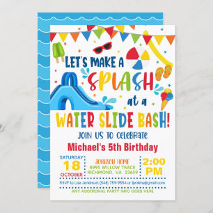 Invitación de cumpleaños de Bash de tobogán de agu