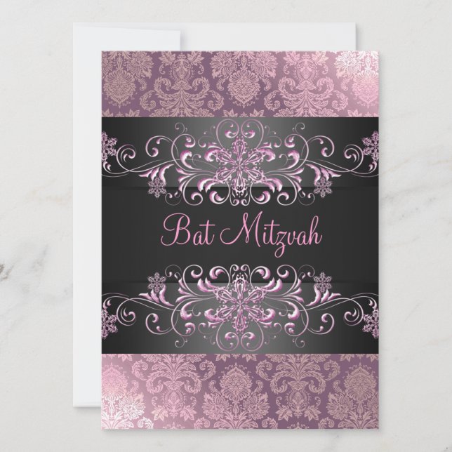 Invitación de cumpleaños de Bat Rosado Mitzvah Sno (Anverso)