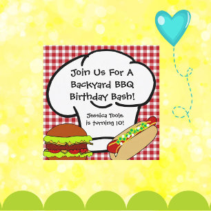 Invitación de cumpleaños de BBQ en el patio traser