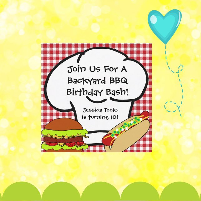 Invitación de cumpleaños de BBQ en el patio traser (Fun Summer BBQ Birthday Invite!)