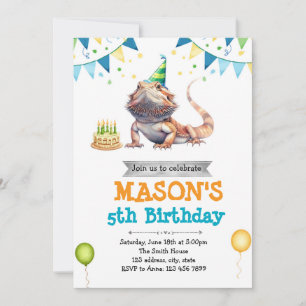 Invitación de cumpleaños de Bearded Dragon