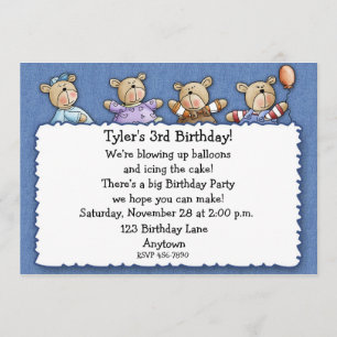 Invitación de cumpleaños de Bears Denim