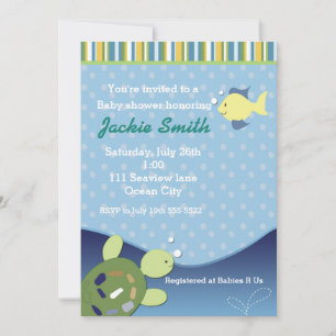 Invitación de Cumpleaños de Bebé Bajo el Mar Tortu