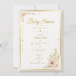 Invitación de cumpleaños de bebé beige elegante