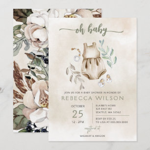Invitación de cumpleaños de bebé boho Oh Baby sin 