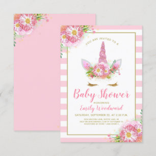 Invitación de Cumpleaños de Bebé Cara de Unicornio