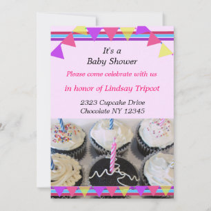 Invitación de Cumpleaños de Bebé con Cupcakes