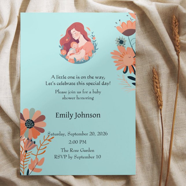Invitación de Cumpleaños de Bebé con Flores Adorab (Subido por el creador)