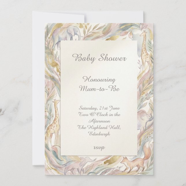 Invitación de Cumpleaños de Bebé con Flores de Arc (Anverso)