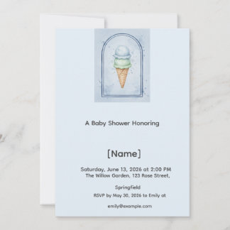 Invitación de Cumpleaños de Bebé con Helado Azul E